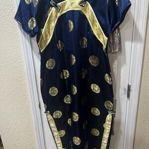 Chic Navy and Gold Maxi Dress